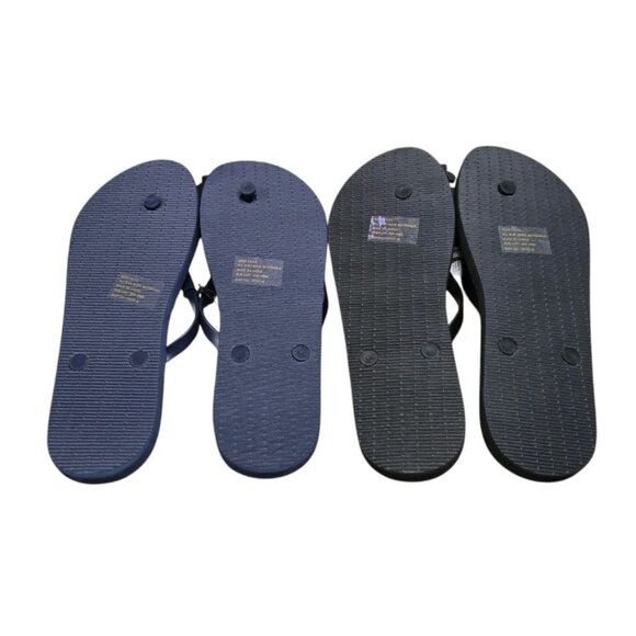 Lot Of 2 Pairs Mixit Flip Flops Womens 11/12 Blue Butterfly Black Daisy Sandals - Picture 2 of 6